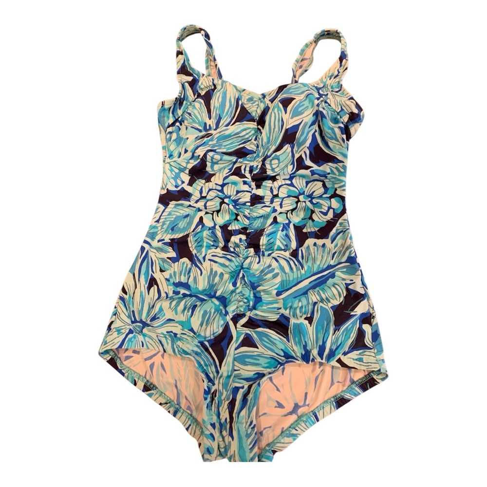 Blue Floral One-Piece Maxine of Hollywood Swimwear sz 12